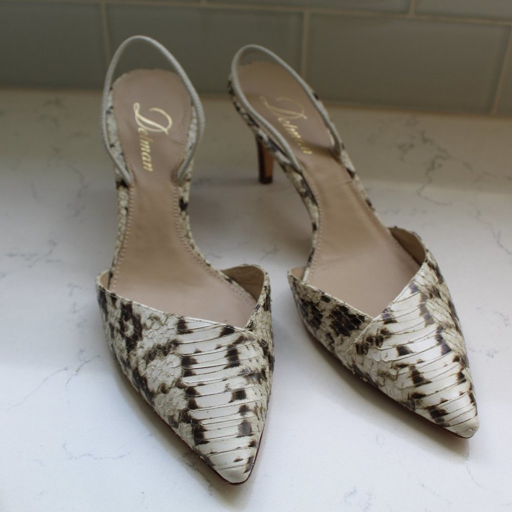 vintage delman slingback pointed snake skin toes - Picture 3 of 3